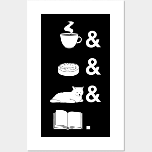 Coffee & donuts & cats & books. Posters and Art